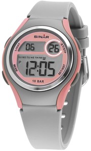 SINAR Jugenduhr Armbanduhr Digital Quarz Mdchen Silikonband XE-64-9 grau rosa