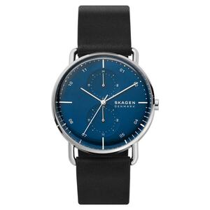 Skagen Herren Uhr Armbanduhr Multifunktion Horizont Leder schwarz SKW6702