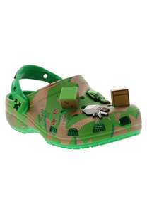 Crocs Kids Classic Minecraft Elevated Clog Sandale Schuhe 2087473 grn  