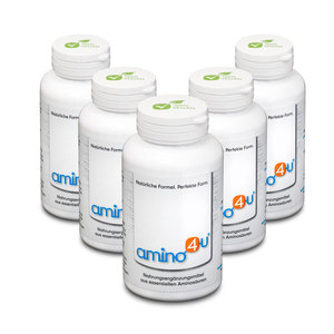 Amino4U Set Sparpaket alle 8 essentiellen Aminosuren Muskelaufbau 5 x 120g Dose