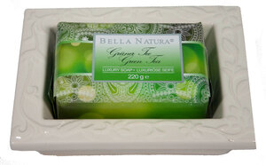 Bella Natura Luxury Seife mit Keramikschale von Raphael Rosalee Cosmetics Dfte Grner Tee Vanille Granatapfel