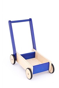 Lauflernwagen Tom aus Holz mit mit gummierten Holzrdern Lauflernhilfe fr Kinder von 1-6 Jahren marine-blau