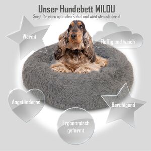 Haustierkissen MILOU Hundebett besonders flauschiges Haustiersofa Kuschelinsel rund 50-80cm in hellgrau, dunkelgrau, beige, braun von MediSafety