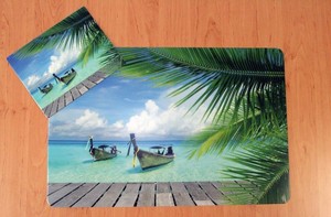 Schreibtischunterlagen Set Karibik mit Mousepad / Strand / Palme / Meer