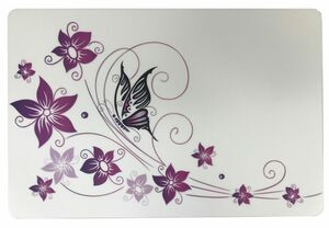 Schreibtischunterlage Schmetterling auf Blume 40 x 60 cm, abwischbar, wei/lila