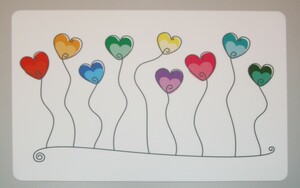 Schreibtischunterlage Motiv Herzen/Ballons an Schnur- weier Untergrund 40 x 60 cm abwischbar 