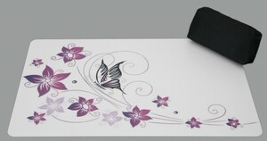 Schreibtischunterlagen Set Schmetterling auf Blume 40 x 60 cm mit schwarzem Stiftemppchen 
