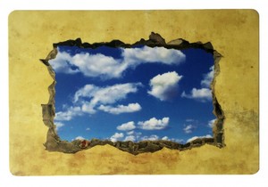 Schreibtischunterlage Motiv: Himmel / Blick durch Mauer 40 x 60 cm abwischbar 