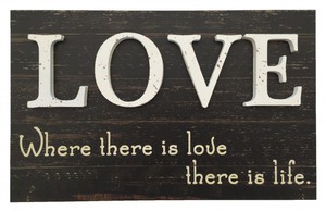 Wandbild Holz Love Where there is love... 41 x 25 cm 