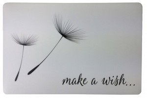 Schreibtischunterlage  Make a wish  wei mit schwarzer Pusteblume  40 x 60 cm abwischbar 