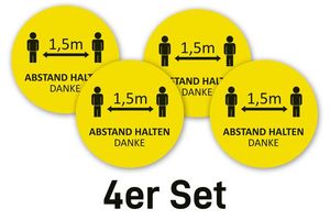4 x Fubodenaufkleber / Aufkleber  Bitte Abstand halten 1,5 m Danke  gelb rund 40 cm Antirutsch Laminat fr den Innenbereich rutschhemmend