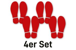 4 x Fubodenaufkleber / Aufkleber Schuhabdruck  rot 22,3 x 30 cm Kontur Antirutsch-Laminat fr den Innenbereich rutschhemmend