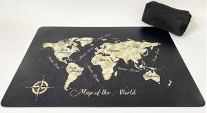 Schreibtischunterlagen Set Map of the World 40 x 60 cm mit schwarzem Stiftemppchen 