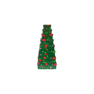8 Geschenkkarton Weihnachten Tannenbaum grn mit Pilzdekor