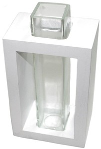 Design-Vase LEA aus Mangoholz mit Glas, in wei, schwarz oder braun, 