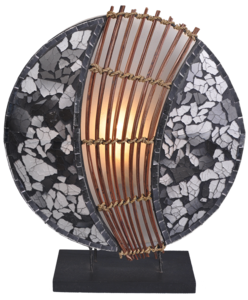 Deko-Leuchte PIA rund, Natur-Material, Hhe ca. 30 cm, Stimmungsleuchte