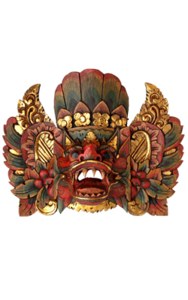Maske Drache aus Holz, Holz-Maske aus Bali, Wandmaske