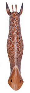 Maske Giraffe 100 cm, Holz-Maske aus Bali, Wandmaske