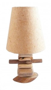 Deko-Leuchte SCOLA, Tisch-Lampe aus Holz, Stimmungsleuchte
