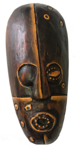 Maske Pirat bemalt 20 cm, Holz-Maske aus Bali, Wandmaske
