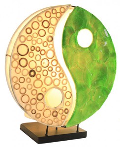 Deko-Leuchte YING YANG, rund, Natur-Material, 30 cm Durchmesser, Stimmungsleuchte