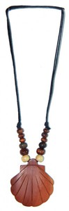 Halskette Muschel aus Sabo-Wood, Holz-Schmuck Modeschmuck, Natur-Schmuck