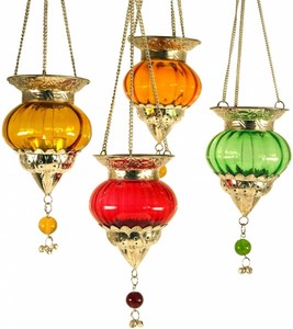 Windlicht zum Hngen aus Glas und Metall in orientalischem Stil