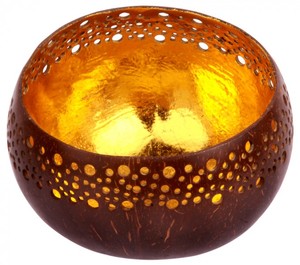 Kokosschale mit Verzierung am oberen Rand in gold oder silber