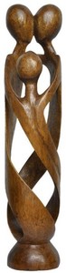 Statue DREIHEIT - abstrakte Schnitzerei aus Soar Wood - Holz-Skulptur in 30 cm oder 40 cm handgeschnitzt