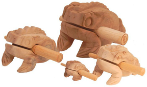 Sound Frosch natur aus Holz in verschiedenen Gren whlbar: 5cm - 10 cm - 14 cm oder 20 cm 