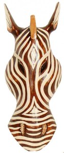 Maske Zebra 30 cm, Holz-Maske aus Bali, Wandmaske