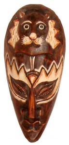 Maske bemalt 20 cm, Holz-Maske aus Bali, Wandmaske