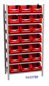 Fachbodenregal inkl. 21 Sichtlagerboxen H/B/T 1750x1060x535 mm, rot