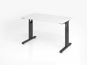 Schreibtisch - T-Fu, B/T/H: 1200 x 672 x 650-850 mm, schwarz / wei