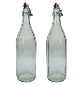2x Design Glasflasche mit Bgelverschluss, Bgelflasche 1 Liter / 1000 ml / 100 cl