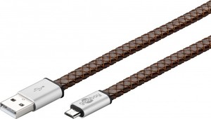EchtLeder USB Sync- & Ladekabel - fr Gerte mit Micro USB Stecker