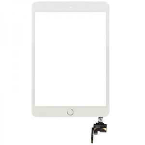 Touch Screen Display Home Button IC Chip fr Apple iPad Mini 3 + Klebepad Weiss