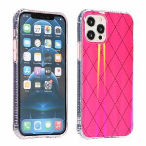 Fr Apple iPhone 12 Pro Max Shockproof TPU Rauten Muster Schutz Tasche Hlle Cover Rose Rot