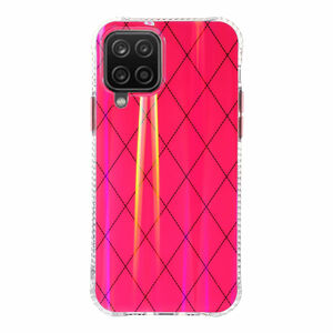 Fr Samsung Galaxy A12 Shockproof TPU Rauten Muster Schutz Tasche Hlle Cover Etui Rose Rot 