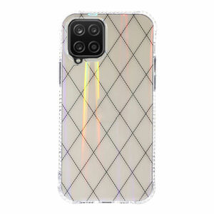 Fr Samsung Galaxy A12 Shockproof TPU Rauten Muster Schutz Tasche Hlle Cover Etui Transparent 