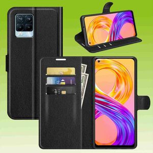 Fr Oppo Realme 8 / 8 Pro Handy Tasche Wallet Premium Schutz Hlle Case Cover Etuis Neu Zubehr Schwarz