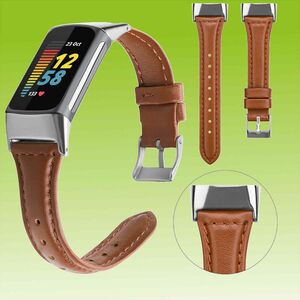 Fr Fitbit Charge 6 / 5 Leder Watch Sport Armband Mnner Gre L Braun