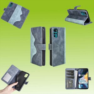 Fr Motorola Moto G22 Design Handy Tasche Wallet Premium Blau Schutz Hlle Case Cover Etuis Neu Zubehr