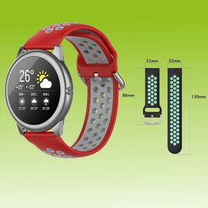 Fr Xiaomi Haylou Solar LS05 Kunststoff / Silikon Armband Watch Uhr Rot / Grau Ersatz Arm Band