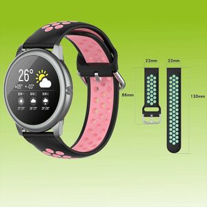Fr Xiaomi Haylou Solar LS05 Kunststoff / Silikon Armband Watch Uhr Schwarz / Rosa Ersatz Arm Band