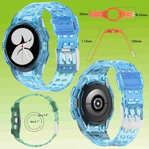 Fr Samsung Galaxy Watch 4 40mm Kunststoff / Silikon Armband mit Gehuse-Schutz Watch Uhr Hellblau Ersatz Arm Band