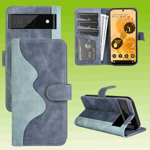 Fr Google Pixel 6a Design Handy Tasche Wallet Premium Blau Schutz Hlle Case Cover Etuis Neu Zubehr