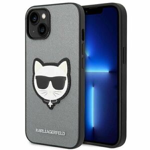 Karl Lagerfeld Schutzhlle fr Apple iPhone 14 Silber Saffiano Ikonik Hlle Case Cover Etui