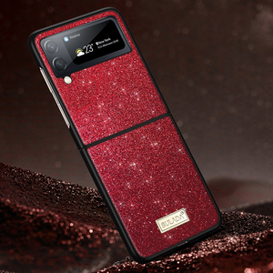 Fr Samsung Galaxy Z Flip4 5G Glitzer Design Kunststoff TPU Cover Handy Tasche Hlle Etuis Rot