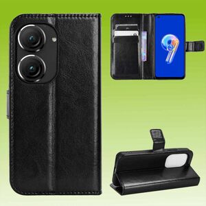 Fr ASUS Zenfone 9 Handy Tasche Wallet Premium Schutz Hlle Case Cover Etuis Neu Zubehr Schwarz